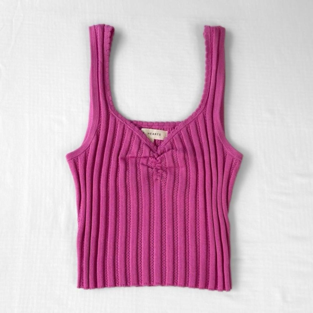 LA Hearts Pink Knit Sweetheart Neckline Tank Top XS